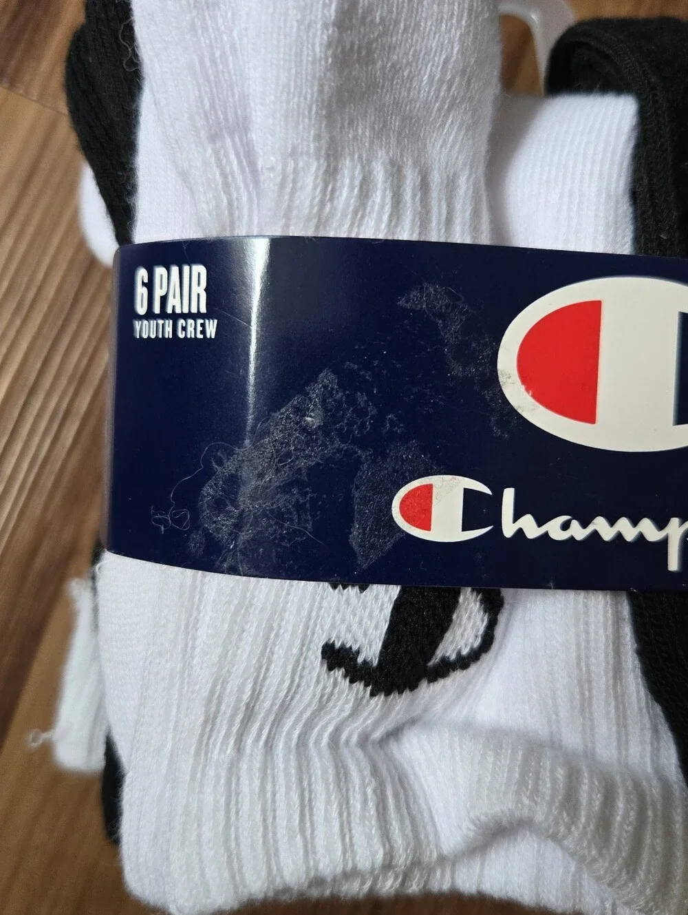 Champion Kids / Youth Crew Socks 6-Pack Set of 2 – Black & White NWT 10C-3Y